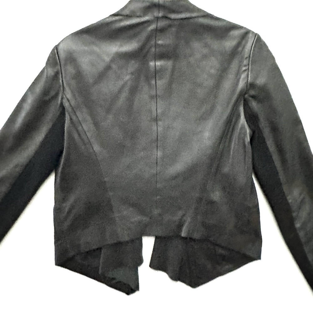 Trouve‎ Raw Edge M Medium Black Soft Leather Moto Jacket Waterfall Open Front - Picture 12 of 12